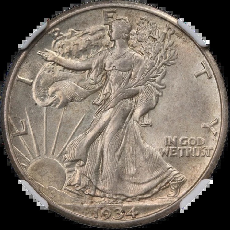 1934-S ウォーキング・リバティ・ハーフ NGC MS63 素晴らしい目を引く強いストライク