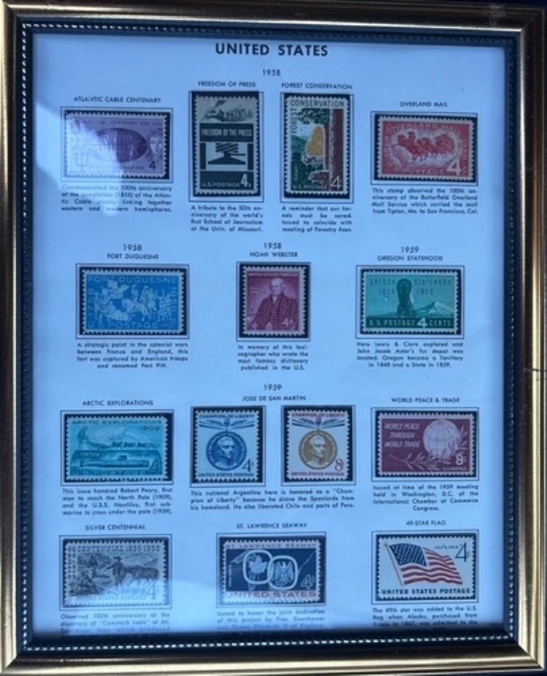 1958年の米国切手14枚（コレクター向け解説付き）