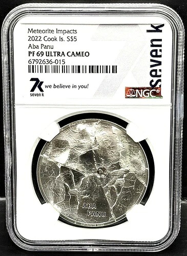 2022年 クック諸島 5ドル アバパヌ隕石 1オンス シルバー NGC 7K PF69 UCコイン