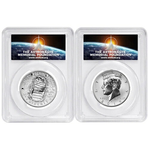 2019-S 50セント アポロ11号 50周年記念 ハーフドル 2枚セット PCGS PR70 FS AMFラベル