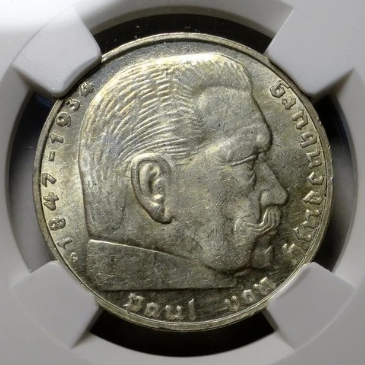 ドイツ 1939 G 2 ライヒスマルク、KM#93、NGC MS62