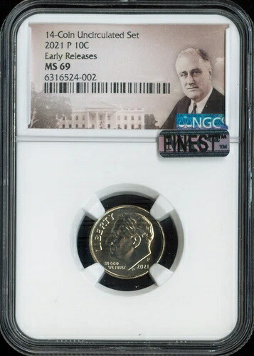 2021 P ルーズベルト ダイム NGC MS 69 品質??