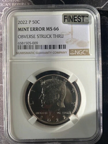 2022年 ケネディ ハーフダラー NGC MS66 表面 ストライクスルー エラー品質??