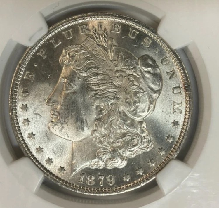 1879年モルガン銀貨。1ドル。NGC MS63。