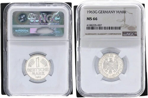 ドイツ 1 DM 1963 G 通貨コイン NGC Ms 66 108011