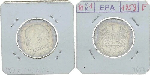 2 DM マックス・プランク 1959 F 希少年 - エーリッヒ・パプロスによるパッケージ 55380 81,675円