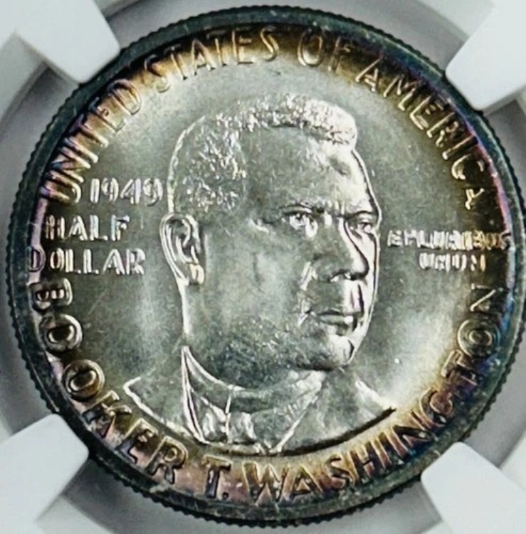 1949年 P ブッカー T ワシントン シルバー ハーフドル NGC MS65 トーン 6,004枚のみ発行