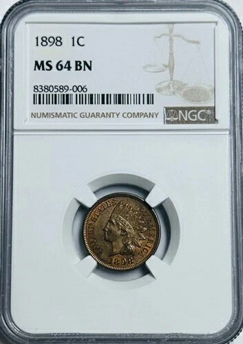 1898年インディアンヘッドセント NGC MS64 BN