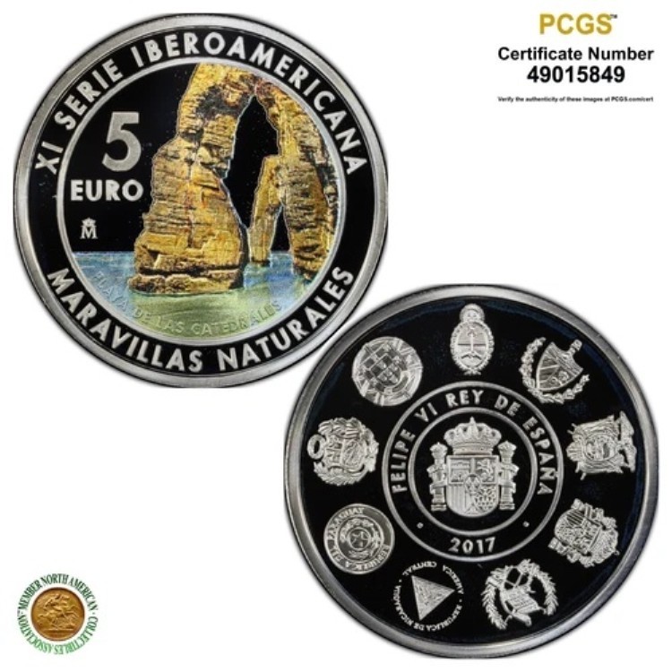 スペイン 2017M ?5 カテドラルズ ビーチ PCGS PR 69 DCAM + COA 81,675円