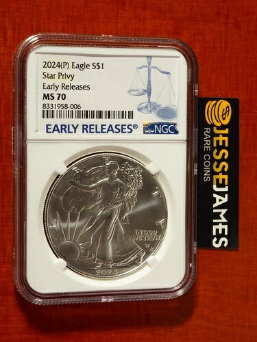 2024年 (P) シルバーイーグル NGC MS70 スター プライヴィ アーリーリリース ブルーラベル