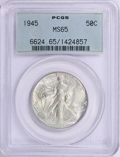 1945年 リバティウォーキング ハーフダラー PCGS MS-65 - オールドホルダー
