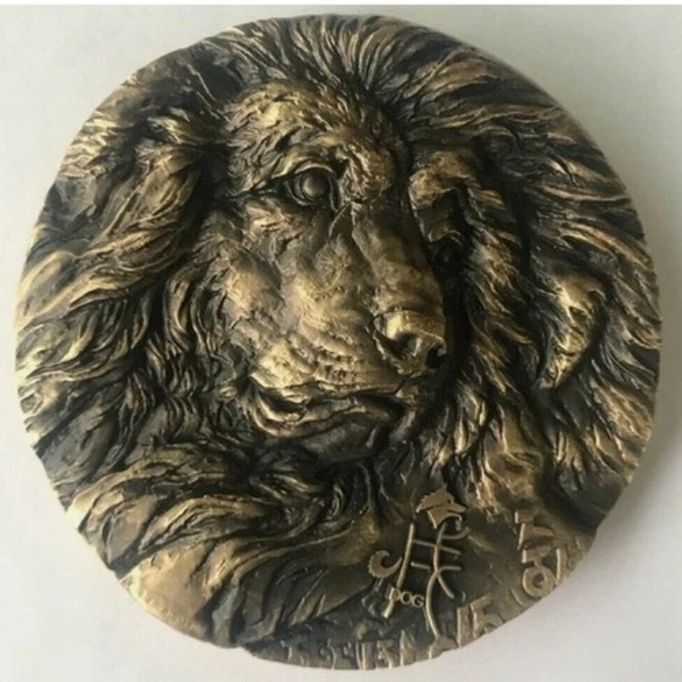 2018年 中国上海造幣局 十二支シリーズ 犬真鍮メダル 80MM