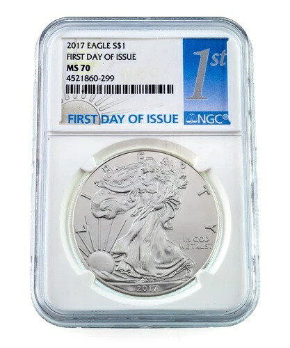 2017年 1ドル銀アメリカンイーグル、NGCによりMS70 FDOIと評価