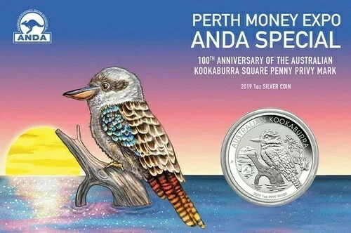 オーストラリア クッカバラ 1オンス シルバー ANDA 2019 スクエア ペニー プライベート マーク $1 ST-