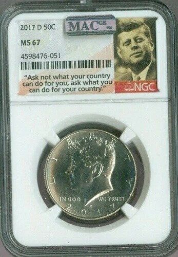 2017-D ケネディ ハーフダラー NGC MS67 MAC 品質??
