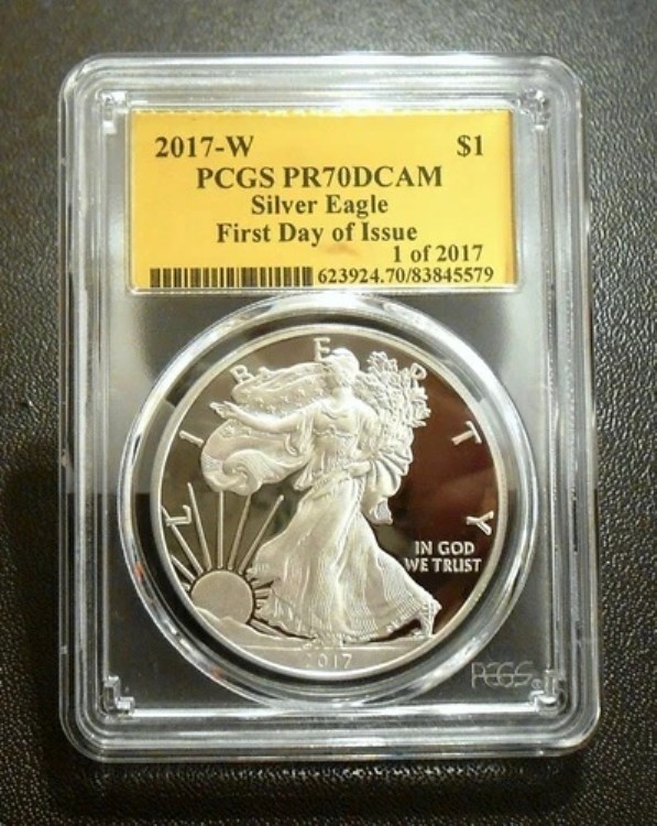 2017-W アメリカン シルバー イーグル $1 PCGS PR70DCAM 2017年発行初日の1枚