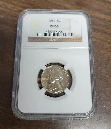 1951年プルーフ ジェファーソン 5セントニッケル - NGC PF68