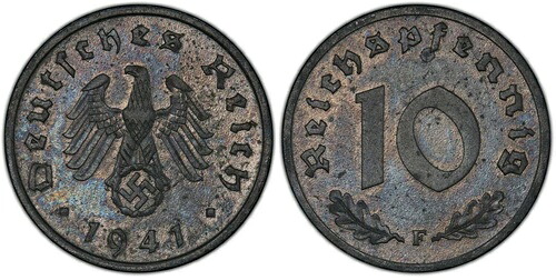 PCGS MS63 1941-F 10 ペニヒPfg ドイツ、第三帝国 J.371 WW2 *1つ高い*｜WORLD RESOURCE【KING店】