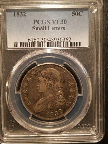 1832 O.102a キャップドバストハーフダラー * 小文字 * PCGS VF30