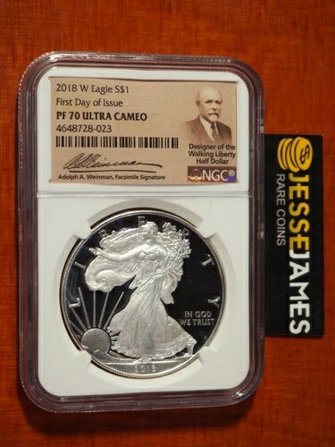 2018 W プルーフ シルバー イーグル NGC PF70 ウルトラカメオ 発行初日 ワインマンラベル