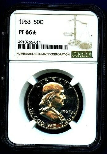1963年 フランクリン ハーフダラー NGC プルーフ 66+スター