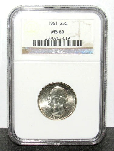 1951年ワシントンクォーター NGC MS 66