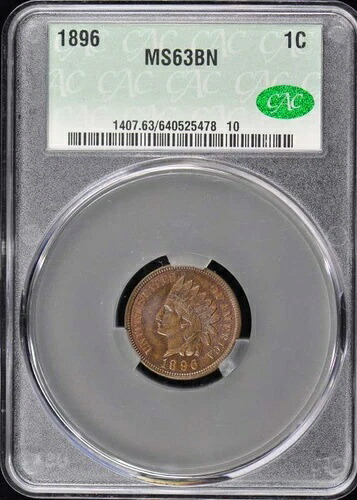 1896年 1セント インディアン セント - タイプ3 ブロンズ CACG MS63BN (CAC)｜WORLD RESOURCE【KING店】