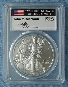2011-W バーニッシュドシルバーイーグル - PCGS SP70 メルカンティサイン入り(1ドル相当)|WORLD RESOURCE【KING店】
