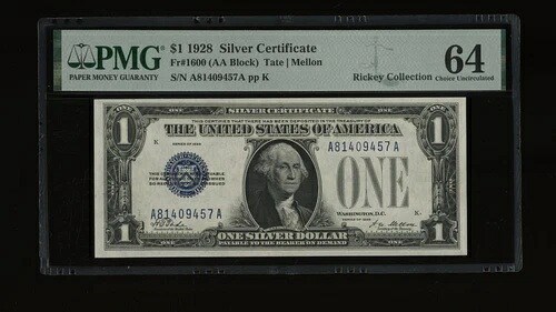 DBR 1928 $1 銀貨 1600 AA ブロック PMG 64 シリアル A81409457A｜WORLD RESOURCE【KING店】