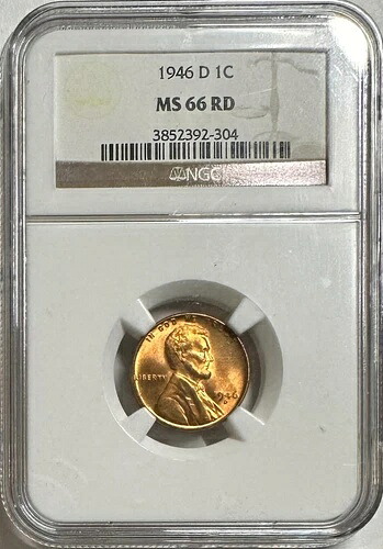1946年-D 米国ブリリアントレッドリンカーンウィートセント、NGC認定MS66RD、素晴らしい|WORLD RESOURCE【KING店】