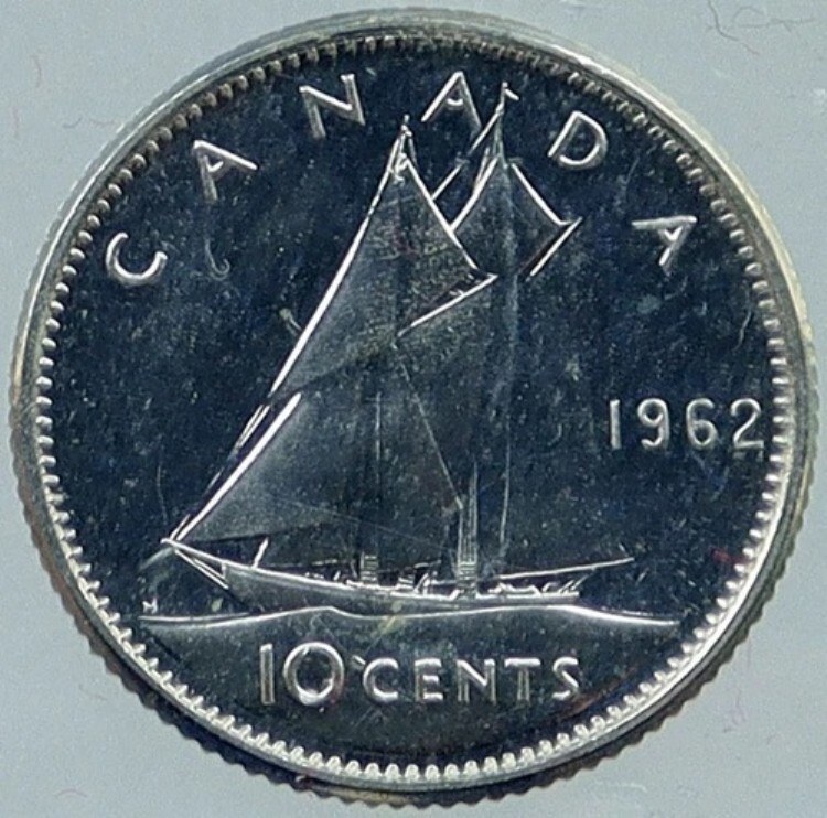 1962年 カナダ エリザベス2世 シルバー10セントコイン ブルーノーズシップ i118372|WORLD RESOURCE【KING店】