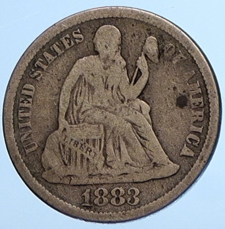 1883年 アメリカ合衆国 銀貨 自由の女神像 ヴィンテージ アンティーク 10セント硬貨 i111011|WORLD RESOURCE【KING店】