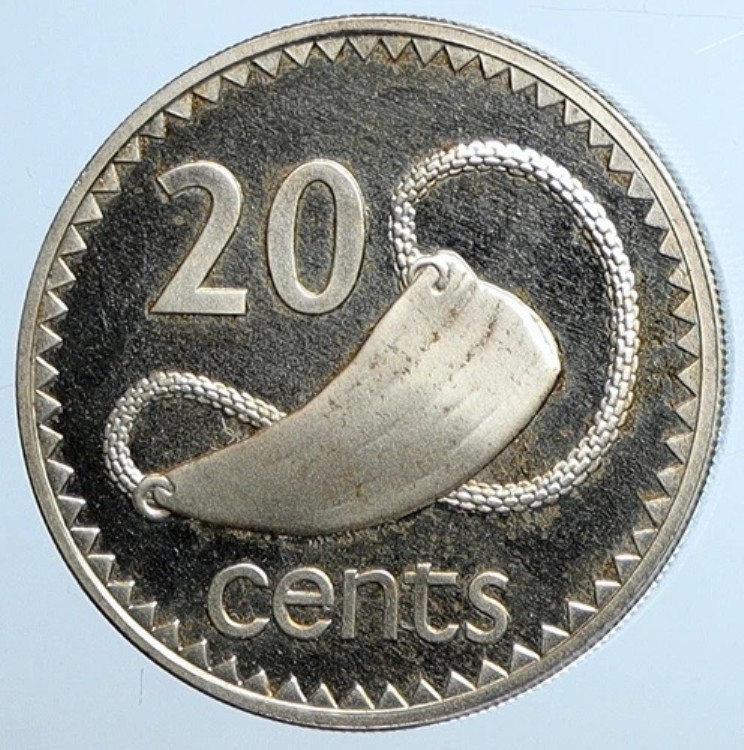 1976年 フィジー エリザベス2世女王 ネイティブカヌー オールドプルーフ 20セント銀貨 i111443|WORLD RESOURCE【KING店】