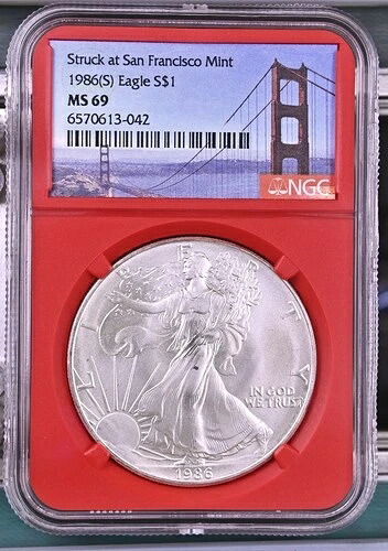 1986年(S)サンフランシスコ造幣局発行のイーグルストラック NGC MS69|WORLD RESOURCE【KING店】