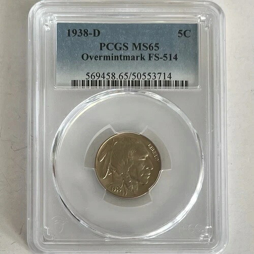 1938-D バッファローニッケル オーバーミントマーク FS-514 PCGS MS65|WORLD RESOURCE【KING店】