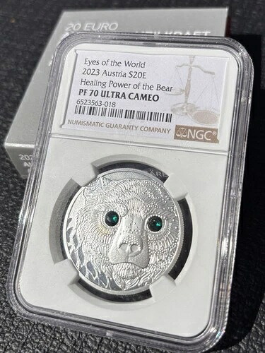 PF70 2023 世界の目 アメリカ大陸 熊の癒しの力 銀貨