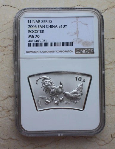 NGC MS70 中国 2005年 鶏 扇形 1オンス 銀貨 89,540円