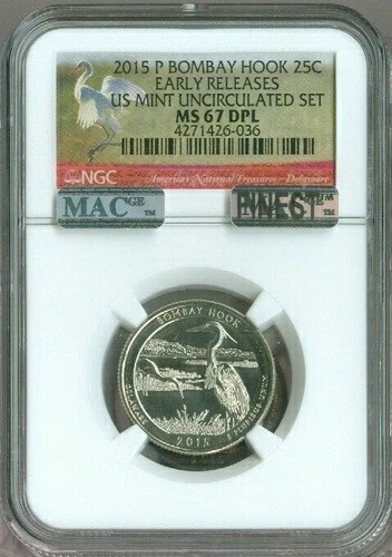 2015-P ボンベイフッククォーター NGC MS67 DPL ER MAC品質