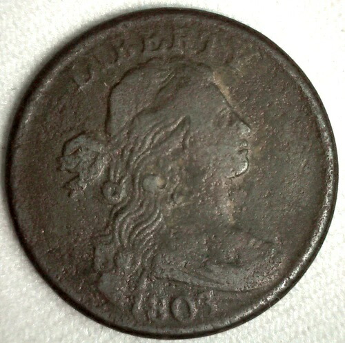 1803年 ドレープバスト 米国銅貨 1セント VG ペニー 非常に良好な流通コイン