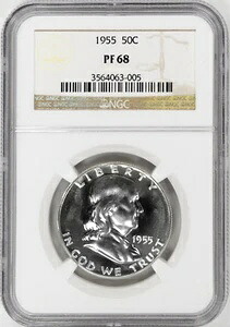 1955年 フランクリン プルーフ シルバー ハーフドル 50セント NGC PF68｜WORLD RESOURCE【KING店】 89,540円