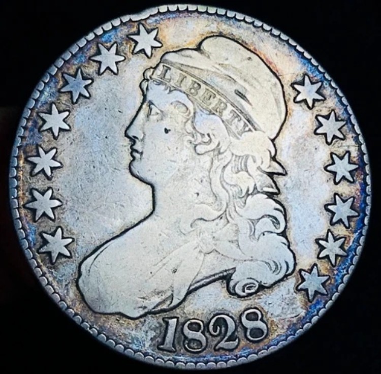 1828年 キャップドバスト ハーフダラー 50セント カールベース 90%銀貨 CC23211
