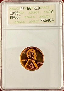 1955年リンカーンセントANACS PF66レッドソープボックス