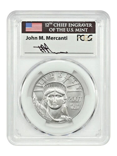 2007年 100ドル 自由の女神像 PCGS MS70 (ミント・エングレーバーズ・シリーズ、メルカンティ・シグネチャー