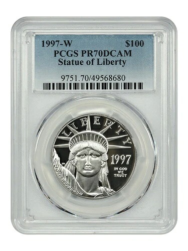 1997-W 100ドル 自由の女神像 PCGS PR70DCAM - 100ドル プラチナイーグル
