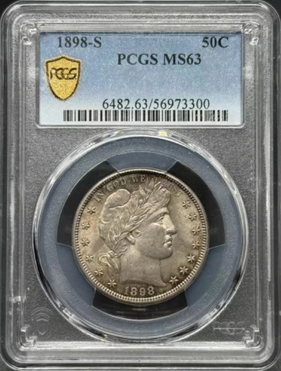 1898年 S バーバー ハーフダラー PCGS MS-63