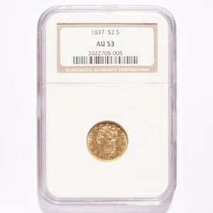 1837年 クラシックヘッド 2.50ドル ゴールドクォーターイーグル NGC AU53