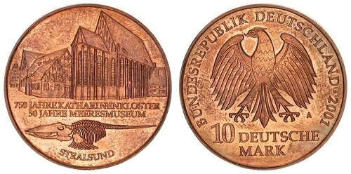 Frg 10 DM Kupferprobe 2001 Randschrift (Katharinenkloster) なし Prfr. 83903