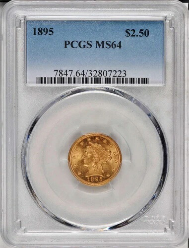 1895年 PCGS MS64 発行枚数6000枚 -- 大手ディーラーで4,380ドル！ 2.50ドルの金貨クォーターイーグル