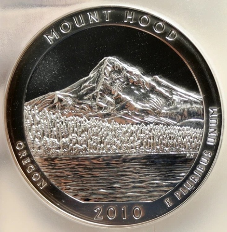 2010年 アメリカ オレゴン州 マウントフッド 5オンス プルーフ加工 シルバー 25セントコイン PCGS i95252
