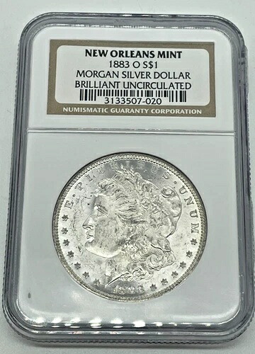 1883年 O-MORGAN シルバードル NGC グレード ブリリアント 未流通 - 3133507-020 証明書